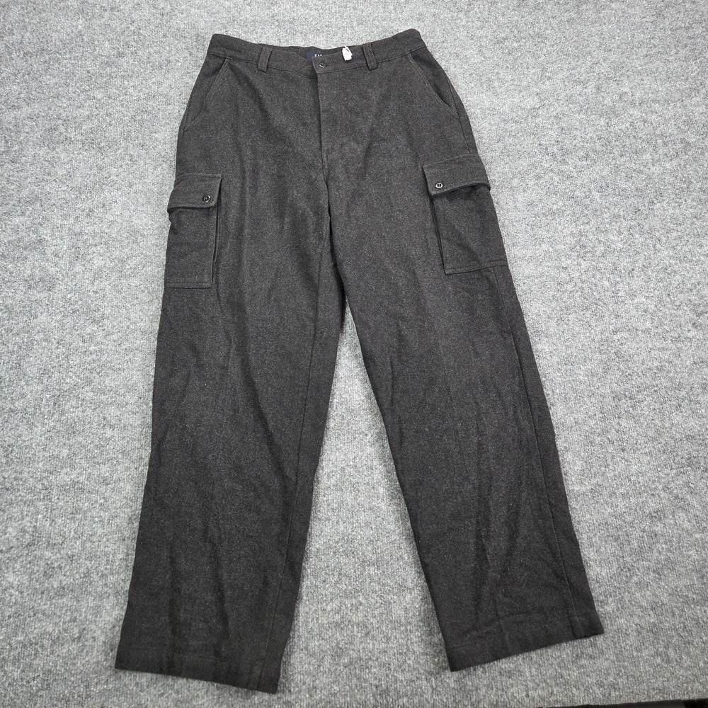 Gap Cargo Pants Mens 34x29 Gray Wool Blend Straight Leg Trouser Workwear Vintage